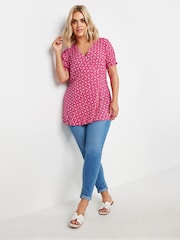 Rojo - Yours Curve Wrap Frill Sleeve Blouse - Imagen 2 de 5