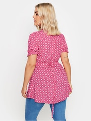 Rojo - Yours Curve Wrap Frill Sleeve Blouse - Imagen 3 de 5
