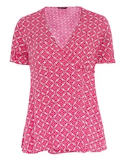 Rojo - Yours Curve Wrap Frill Sleeve Blouse - Imagen 5 de 5