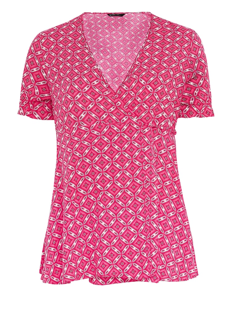 Rojo - Yours Curve Wrap Frill Sleeve Blouse - Imagen 5 de 5