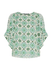 Yours Curve Green Abstract Cold Shoulder Blouse - Image 5 of 5