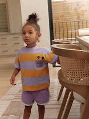 Listra laranja/roxa - Conjunto de camisetas e shorts de manga curta Minnie Mouse (3meses a7anos) - Imagem 1 de 3