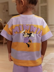 Listra laranja/roxa - Conjunto de camisetas e shorts de manga curta Minnie Mouse (3meses a7anos) - Imagem 2 de 3