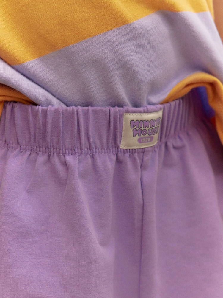 Listra laranja/roxa - Conjunto de camisetas e shorts de manga curta Minnie Mouse (3meses a7anos) - Imagem 3 de 3