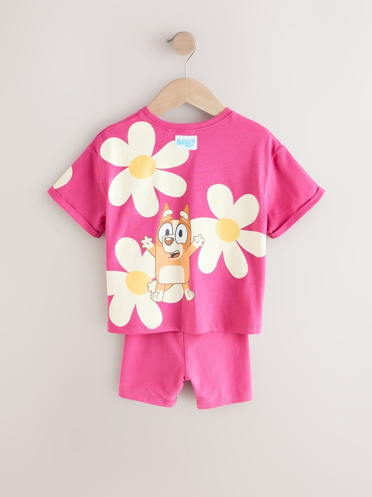 Pink Bluey Short Sleeve T-Shirt and Cycle Shorts Set (12mths-7yrs) - Image 8 of 9