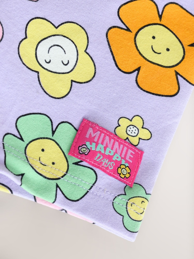Charcoal & Lilac - طقم من شورت لركوب الدراجات وتيشرت بكُم قصير مُزيَّن بطبعة Mickey & Minnie Mouse %100 قطن (3 شهور-7 سنوات) - صورة 11 من 11