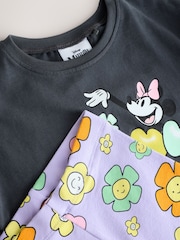Charcoal & Lilac - طقم من شورت لركوب الدراجات وتيشرت بكُم قصير مُزيَّن بطبعة Mickey & Minnie Mouse %100 قطن (3 شهور-7 سنوات) - صورة 8 من 11