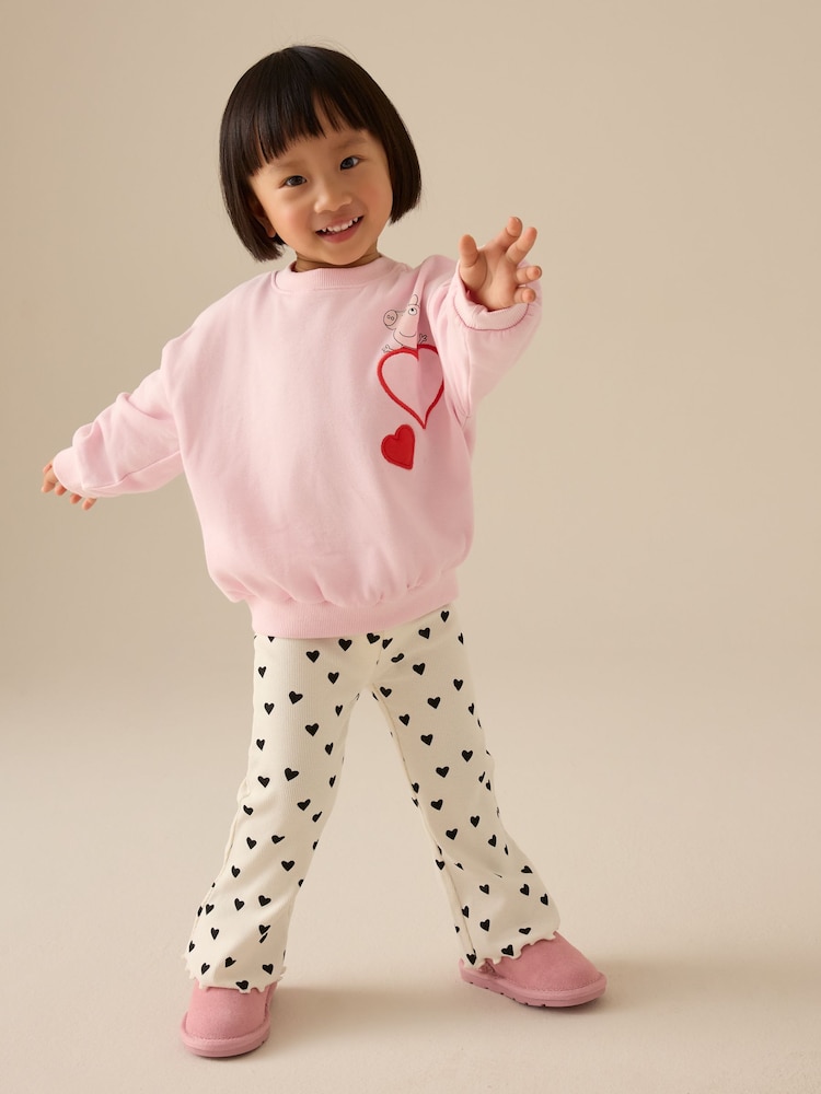 Pink Heart Peppa Pig Long Sleeve T-Shirt and Flare Leggings Set (3mths-7yrs) - Image 2 of 9