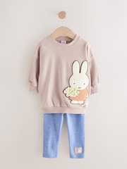 Rosa pálido - Conjunto de camisetas e leggings Miffy de manga comprida 100% algodão (3meses a7anos) - Imagem 5 de 10