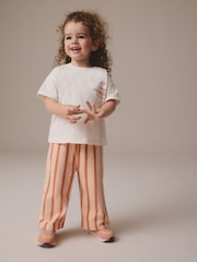 Cream 100% Cotton Disney Princess Short Sleeve T-Shirt And Wide Leg Trousers Set (3mths-7yrs) - Image 2 of 5