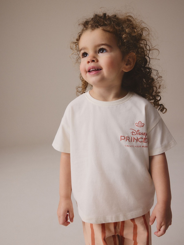 Cream - 100% Bumbac Disney Princess Tricou cu Mânecă Scurtă și Set de Pantaloni cu Picior Larg (3luni-7ani) - Image 4 of 5