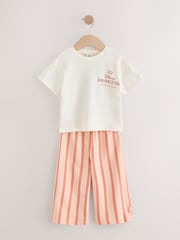 Cream 100% Cotton Disney Princess Short Sleeve T-Shirt And Wide Leg Trousers Set (3mths-7yrs) - Image 6 of 10