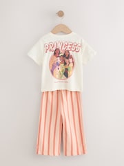 Cream 100% Cotton Disney Princess Short Sleeve T-Shirt And Wide Leg Trousers Set (3mths-7yrs) - Image 8 of 10