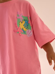 Pink Little Mermaid Ariel 100% Cotton T-Shirt and Cycle Shorts Set (3mths-7yrs) - Image 3 of 11