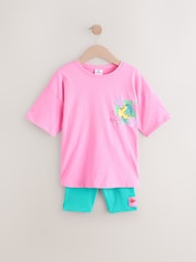 Pink Little Mermaid Ariel 100% Cotton T-Shirt and Cycle Shorts Set (3mths-7yrs) - Image 5 of 11