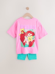 Pink Little Mermaid Ariel 100% Cotton T-Shirt and Cycle Shorts Set (3mths-7yrs) - Image 7 of 11