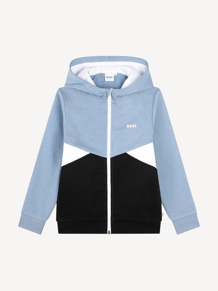 BOSS Black Colourblock Chest Logo Zip-Up Hoodie - Image 1 of 2