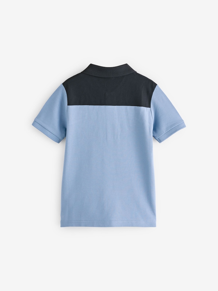 BOSS Blue Chest Logo Colourblock Short Sleeve Polo Shirt - Image 2 of 4