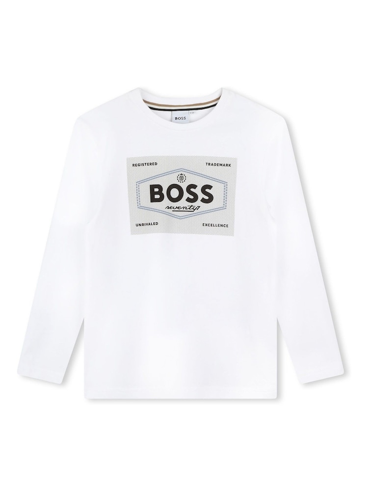 BOSS White Vintage Logo Long Sleeve T-Shirt - Image 1 of 3