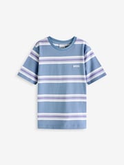 BOSS Blue Chest Logo Stripe Short Sleeve T-Shirt - Image 1 of 4