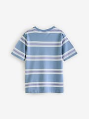 BOSS Blue Chest Logo Stripe Short Sleeve T-Shirt - Image 2 of 4