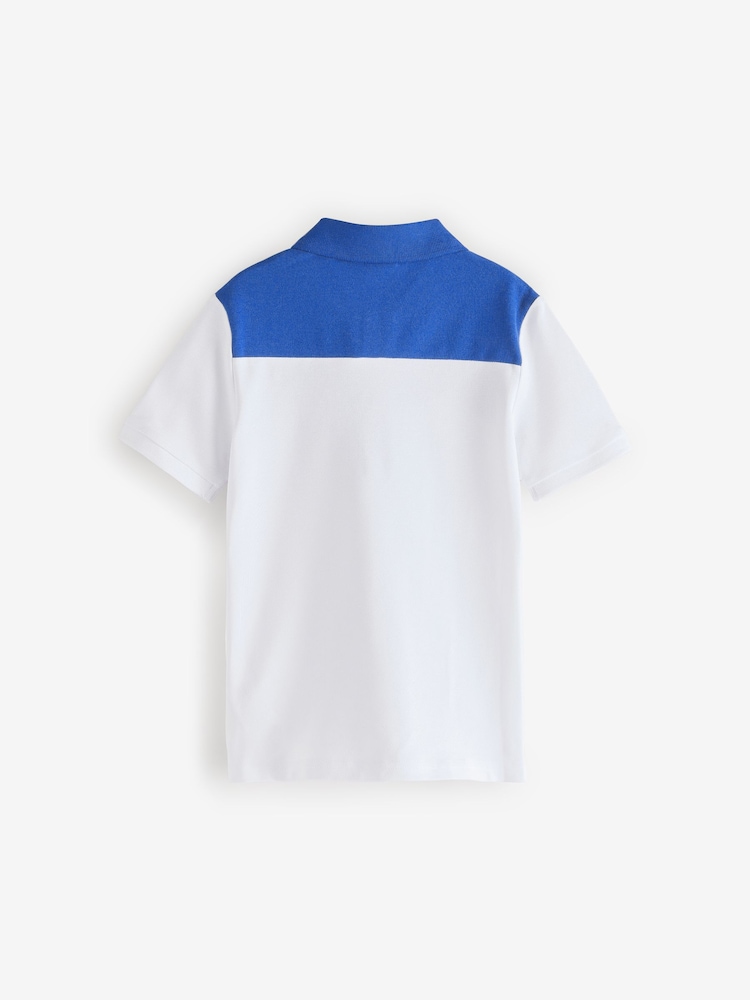 BOSS White Chest Logo Colourblock Short Sleeve Polo Shirt - Image 2 of 4