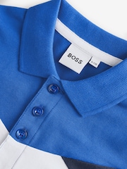 BOSS White Chest Logo Colourblock Short Sleeve Polo Shirt - Image 3 of 4