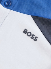 BOSS White Chest Logo Colourblock Short Sleeve Polo Shirt - Image 4 of 4