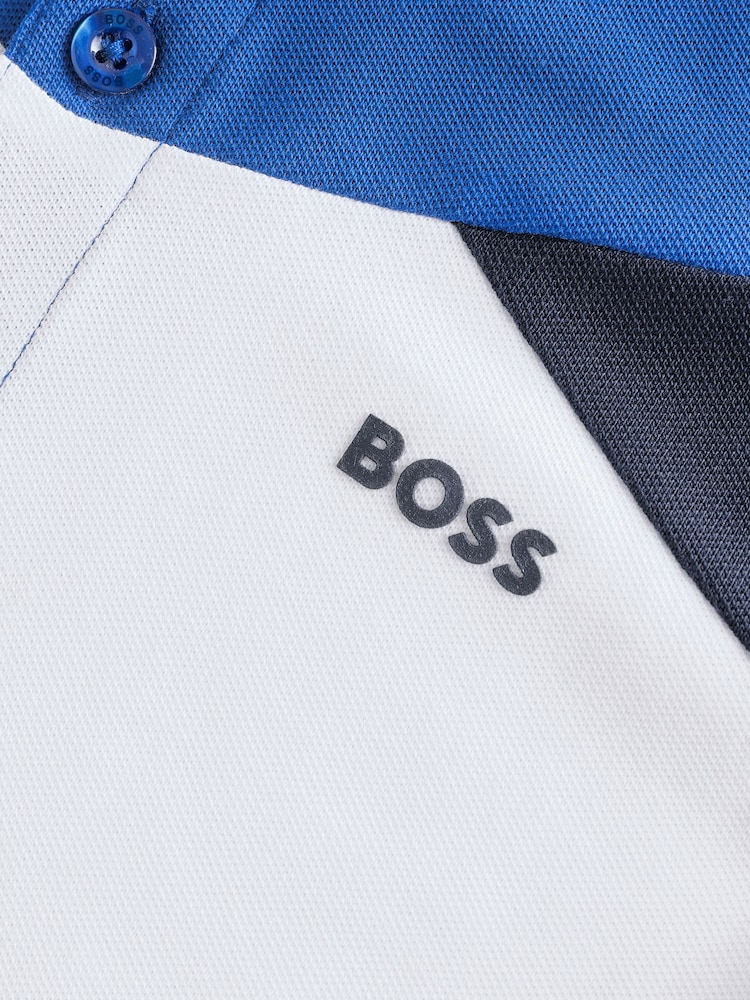BOSS White Chest Logo Colourblock Short Sleeve Polo Shirt - Image 4 of 4