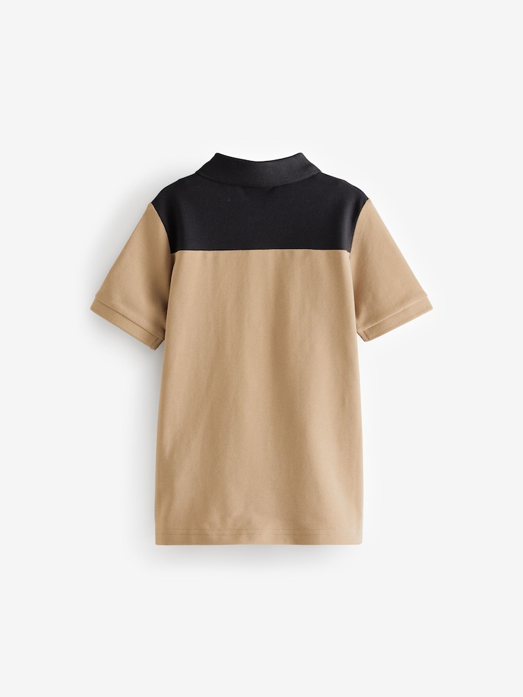 BOSS Natural Chest Logo Colourblock Short Sleeve Polo Shirt - Image 2 of 5