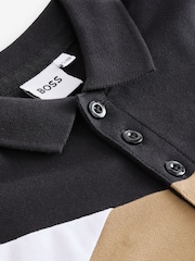 BOSS Natural Chest Logo Colourblock Short Sleeve Polo Shirt - Image 3 of 5