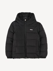 BOSS Black Chest Logo Hooded Puffer Jacket - Image 1 of 3