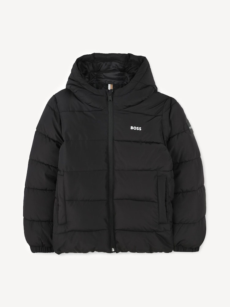 BOSS Black Chest Logo Hooded Puffer Jacket - Image 1 of 3