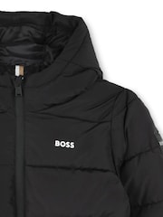 BOSS Black Chest Logo Hooded Puffer Jacket - Image 3 of 3