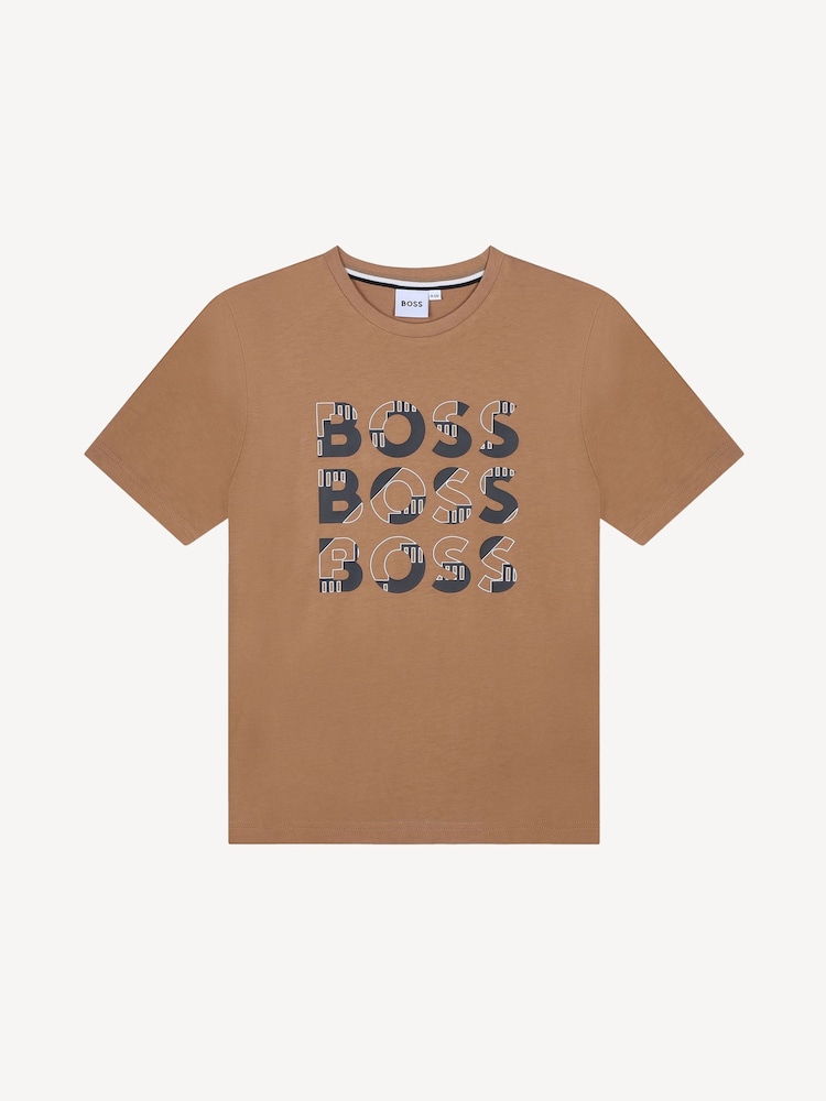 BOSS Natural Repeat Logo Short Sleeve T-Shirt - Image 1 of 3