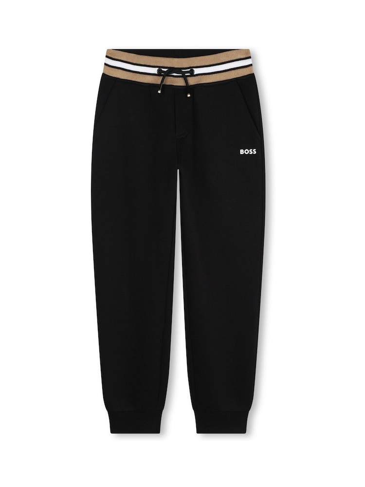 BOSS Black Logo Joggers With Stripe Waistband Detail - Image 1 of 2