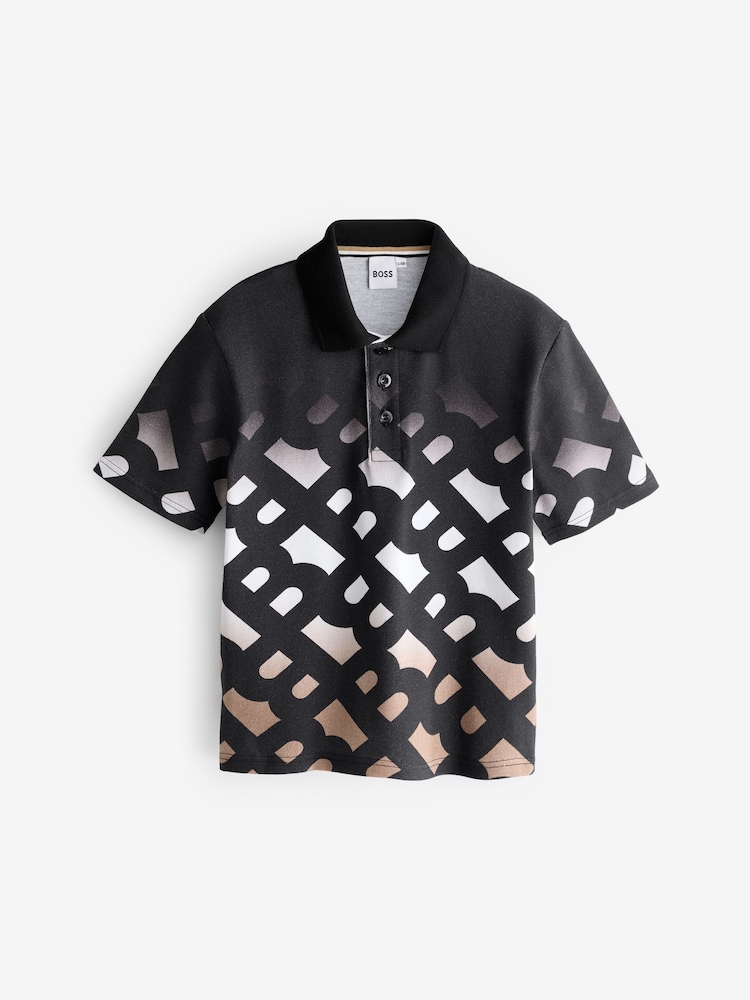 BOSS Black All-Over Logo Print Short Sleeve Polo Shirt - Image 1 of 1