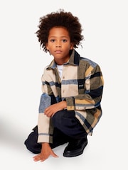BOSS Natural Flannel Check Logo Overshirt - Image 1 of 3