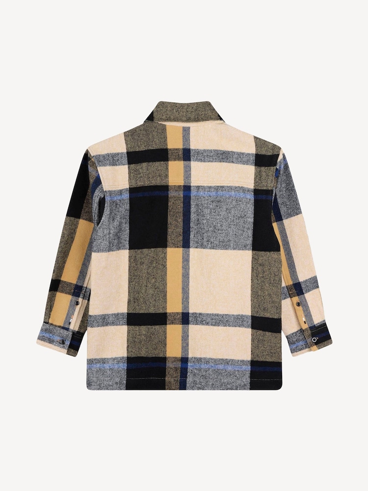 BOSS Natural Flannel Check Logo Overshirt - Image 3 of 3