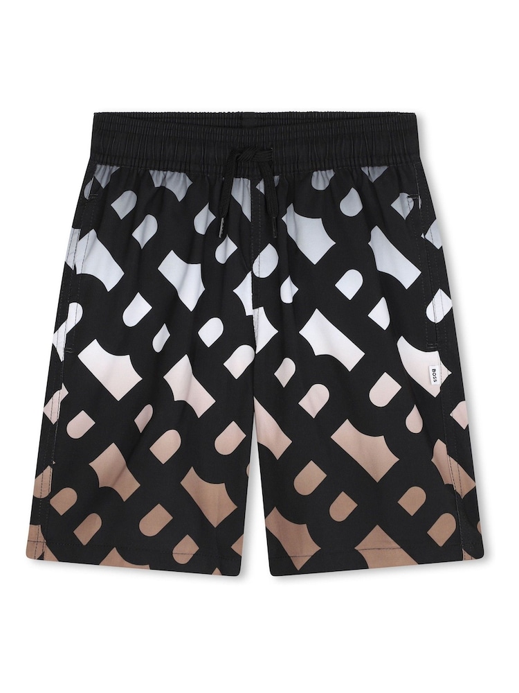 BOSS Black All Over Logo Print Swim Shorts - Image 1 of 3