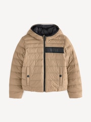 BOSS Natural Chest Logo Reversible Hoded Quilted Jacket - Image 1 of 5