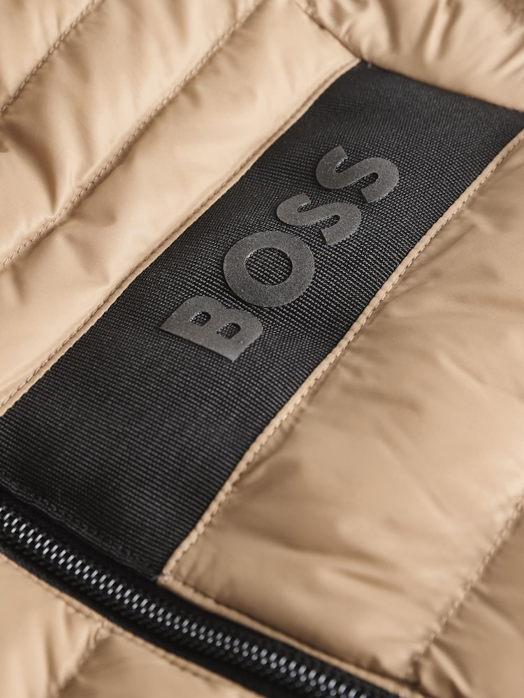 BOSS Natural Chest Logo Reversible Hoded Quilted Jacket - Image 5 of 5
