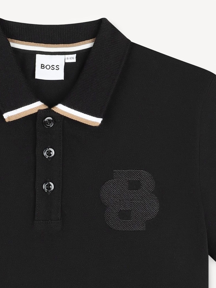 BOSS Black Short Sleeve Polo Shirt With Tipping Detail - Image 3 of 3