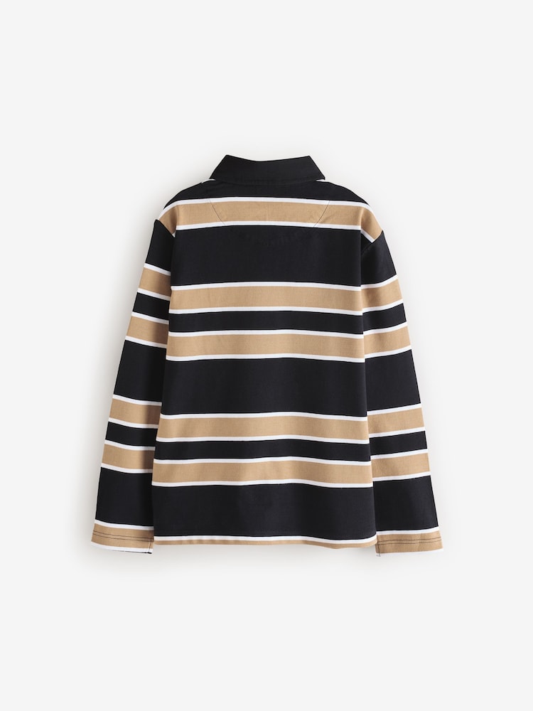 BOSS Black Chest Logo Stripe Long Sleeve Polo Shirt - Image 2 of 5 BOSS Black Chest Logo Stripe Long Sleeve Polo Shirt - Image 2 of 5