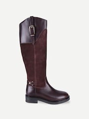 Off The Hook Brown Carnaby Suede Knee High Riding Boots - Image 1 of 6