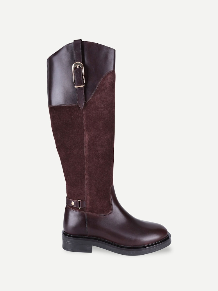 Off The Hook Brown Carnaby Suede Knee High Riding Boots - Image 1 of 6 Off The Hook Brown Carnaby Suede Knee High Riding Boots - Image 1 of 6