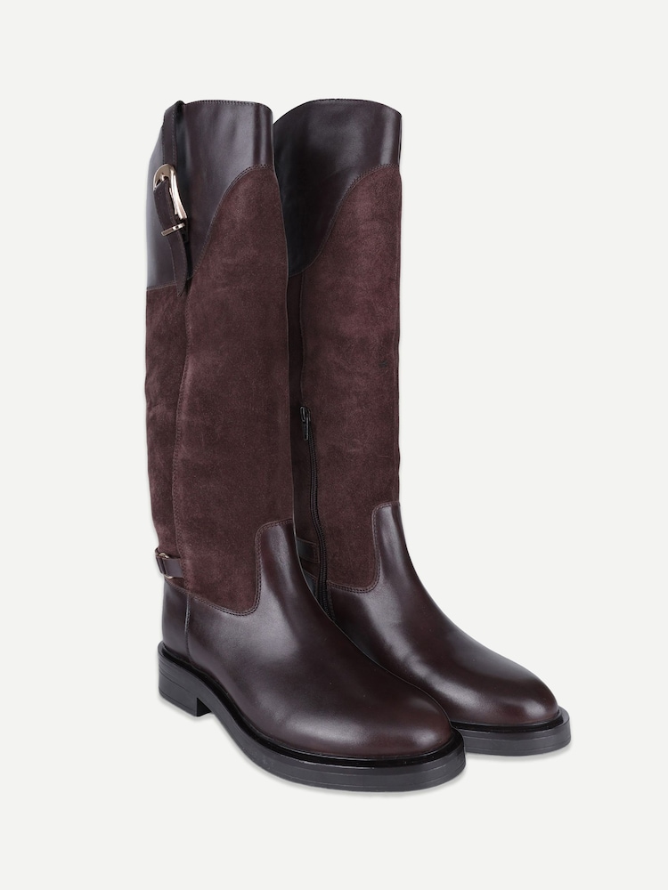 Off The Hook Brown Carnaby Suede Knee High Riding Boots - Image 2 of 6 Off The Hook Brown Carnaby Suede Knee High Riding Boots - Image 2 of 6