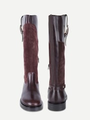 Off The Hook Brown Carnaby Suede Knee High Riding Boots - Image 4 of 6
