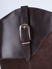 Off The Hook Brown Carnaby Suede Knee High Riding Boots - Image 5 of 6