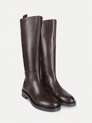 Off The Hook Brown Celeste Leather Knee High Boots - Image 1 of 6